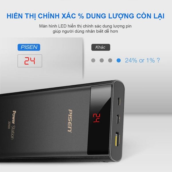 Sạc dự phòng Pisen Power Station 20100mAh( QC3.0, PD3.0, LED ) Black