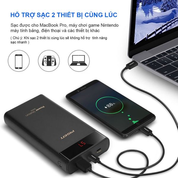 Sạc dự phòng Pisen Power Station 20100mAh( QC3.0, PD3.0, LED ) Black