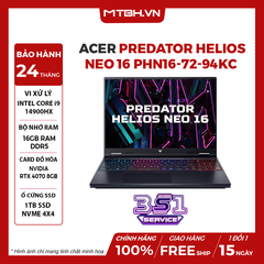 LAPTOP ACER PREDATOR HELIOS NEO 16 PHN16-72-94KC CORE i9-14900HX | RTX 4070 8GB | 16GB RAM | 1TB SSD | 16' QHD 240Hz 100% DCI-P3 | Win 11