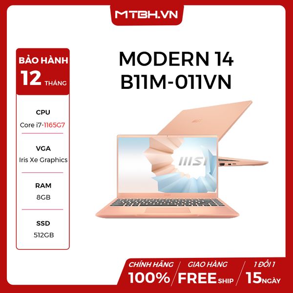 LAPTOP MSI MODERN 14 B11M-011VN i7-1165G7 | 8GB RAM | 512GB SSD | 14
