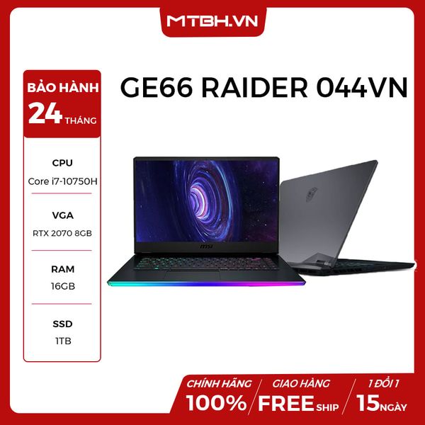 LAPTOP GAMING MSI GE66 RAIDER 10SF 044VN CORE I7 10750H | RTX2070 8GB | 16GB RAM | 1TB SSD | 15.6″ IPS 240HZ 3MS | PERKEY RGB | WIN 10 | VS