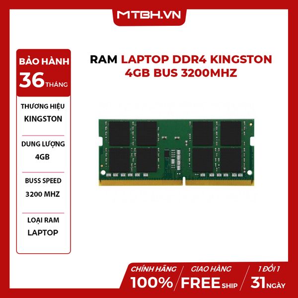 RAM LAPTOP DDR4 KINGSTON 4GB BUS 3200MHz