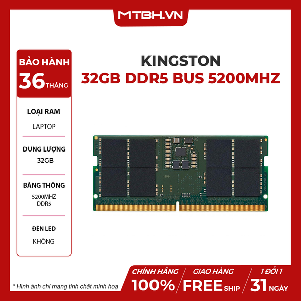 RAM LAPTOP KINGSTON 32GB DDR5 BUS 5200MHz
