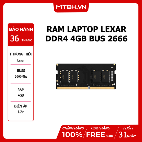 RAM LAPTOP LEXAR DDR4 4GB BUS 2666MHZ