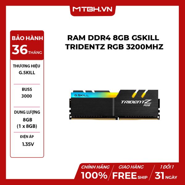 RAM DDR4 8GB GSKILL TRIDENTZ RGB 3200Mhz