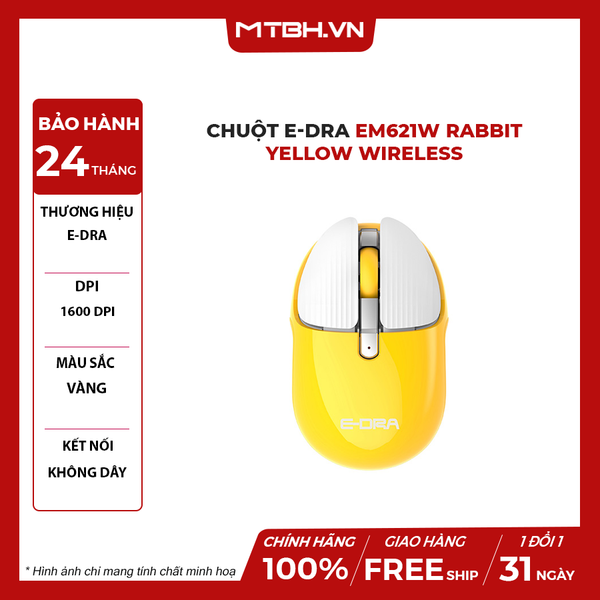 CHUỘT E-DRA EM621W RABBIT YELLOW WIRELESS