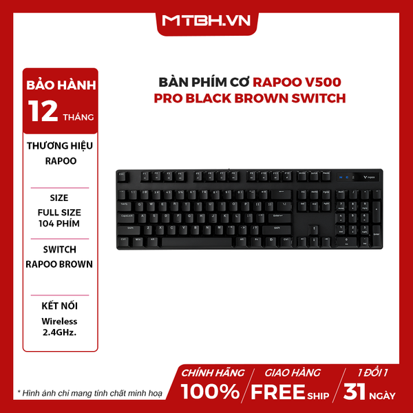 Bàn Phím Cơ Rapoo V500 Pro Black Brown Switch
