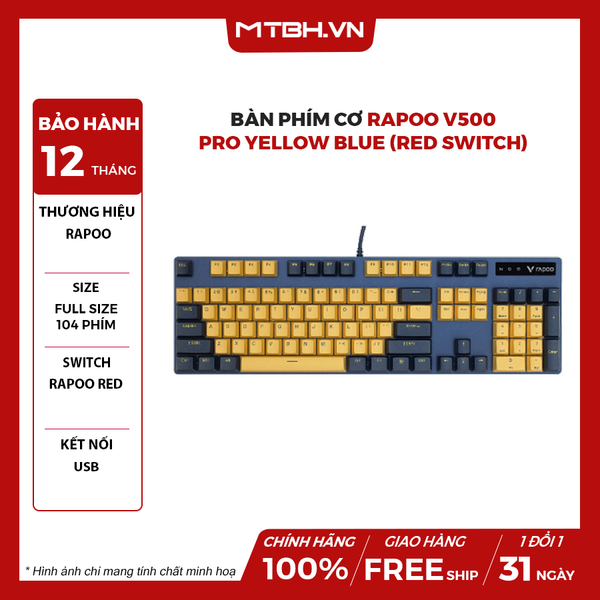 Bàn Phím Cơ Rapoo V500 Pro Yellow Blue Red Switch