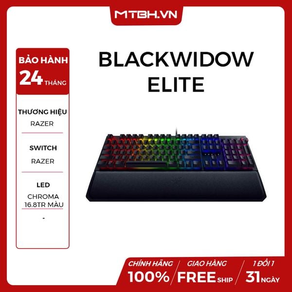 BÀN PHÍM CƠ RAZER BLACKWIDOW ELITE - MECHANICAL GAMING GREEN SWITH NEW BH 24TH