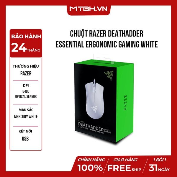 Chuột Razer DeathAdder Essential Ergonomic Gaming White