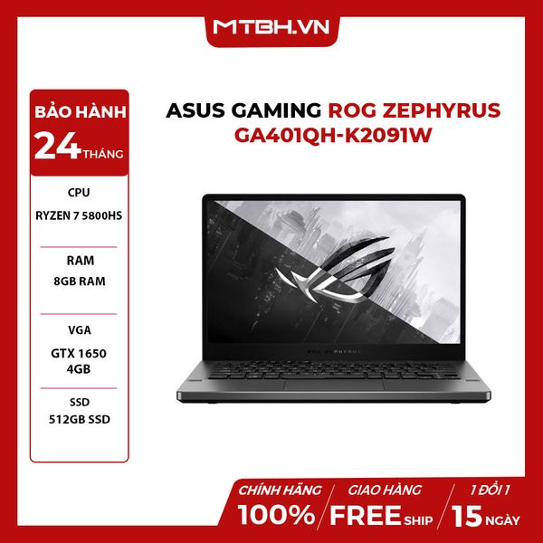 LAPTOP ASUS GAMING ROG ZEPHYRUS GA401QH-K2091W RYZEN 7 5800HS | GTX 1650 4GB | 8GB RAM | 512GB SSD | 14 WQHD | Win11