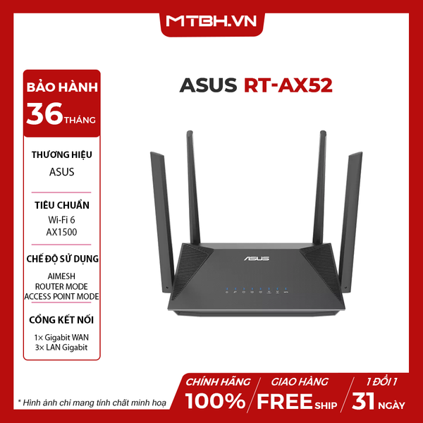 BỘ PHÁT WIFI 6 ASUS RT-AX52 CHUẨN AX1800