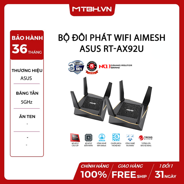 BỘ ĐÔI PHÁT WIFI AIMESH ASUS RT-AX92U AX6100