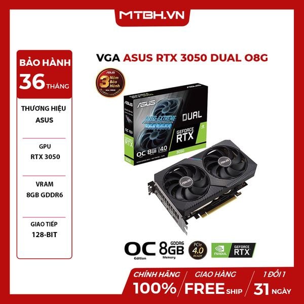 VGA Asus RTX 3050 Dual OC 8GB GDDR6 V2