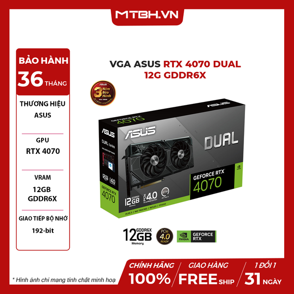 VGA Asus RTX 4070 DUAL 12G GDDR6X