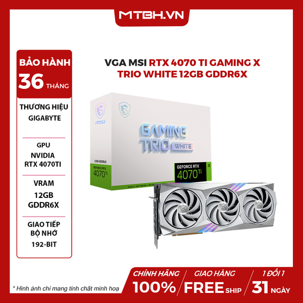 VGA MSI RTX 4070 TI GAMING X TRIO WHITE 12GB GDDR6X