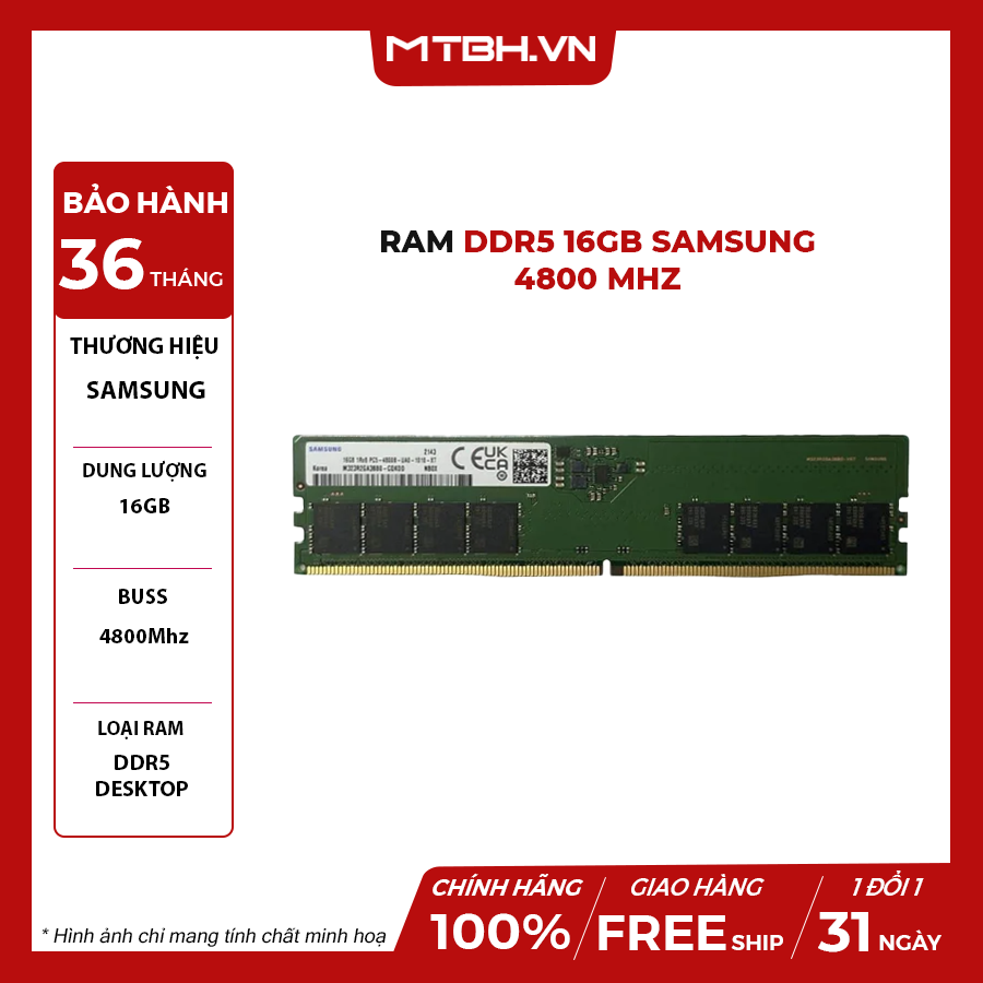 RAM DDR5 16GB SAMSUNG 4800 Mhz – Máy Tính Biên Hòa