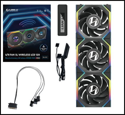 FAN Lian Li UNI Fan SL Wireless LCD 120 Triple Black ( Bộ 3 fan )
