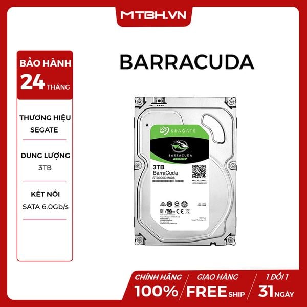 HDD SEAGATE 3TB BARRACUDA (ST3000DM007) NEW BH 24TH