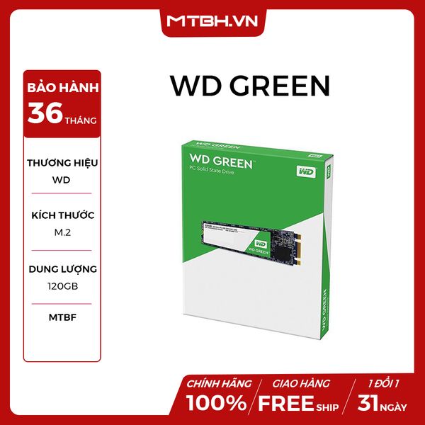 SSD WD 120GB GREEN MÃ WDS120G2G0B (chuẩn M2-2280 sata) NEW