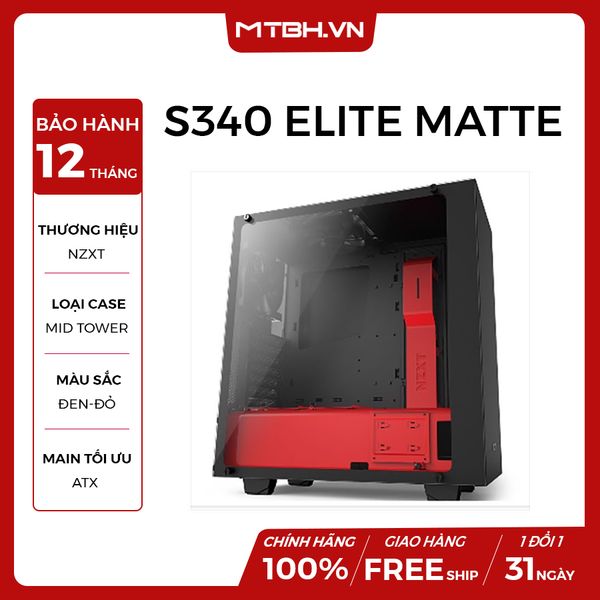 CASE NZXT S340 ELITE MATTE MID TOWER BLACK/RED NEW