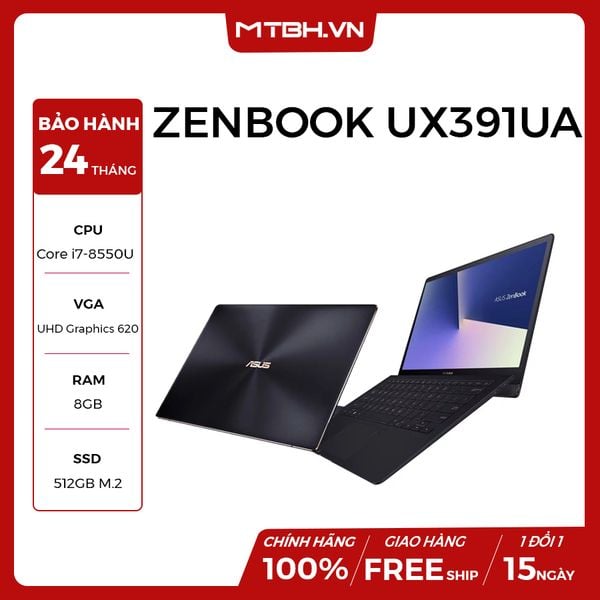 LAPTOP ASUS UX391U (UX391UA-EG030T) I7-8550U/512GB SSD/8G/UMA GRAPHICS 620/13.3'' FHD/WIN10 BLUE NEW BH 24TH