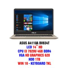 LAPTOP ASUS A411UA-BV834T (I3-7020U/14.0''HD/4GB DDR4/1TB-5400/UHD 620/WIN10/3-CELL 42WHRS/1.43KG) GOLD PLASTIC NEW BH 24T
