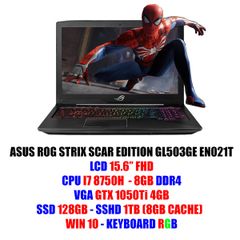 LAPTOP ASUS ROG STRIX SCAR EDITION GL503GE EN021T GTX 1050TI 4GB INTEL CORE I7 8750H 8GB 1TB 15.6FHD 120HZ 3MS NEW BH 24TH