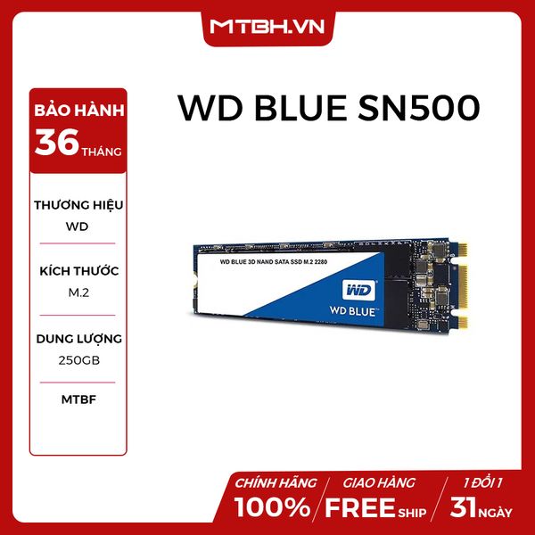 SSD WD 250GB BLUE SN500 (WDS250G1B0C) chuẩn M2-sata NEW