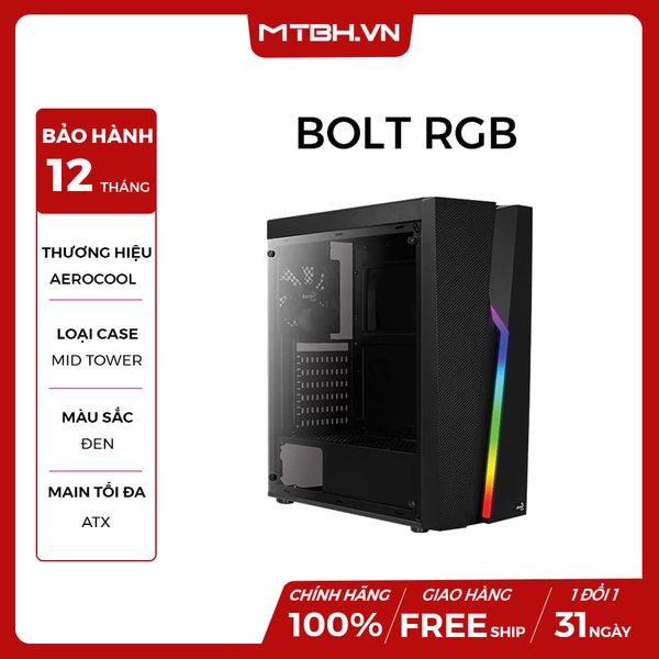 CASE AEROCOOL BOLT - KÍNH CƯỜNG LỰC - LED RGB