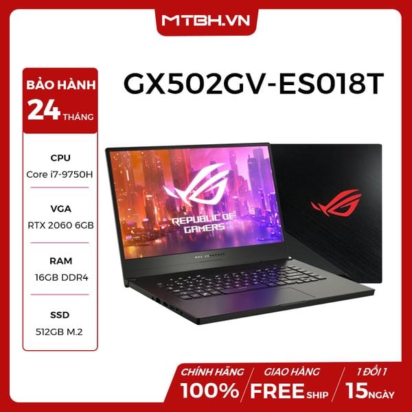 LAPTOP ASUS ROG Zephyrus S GX502GV-ES018T Geforce RTX 2060 6GB Intel Core i7 9750H 16GB 512GB 15.6″ FHD IPS 144Hz 3ms G-sync Perkey RGB Win 10