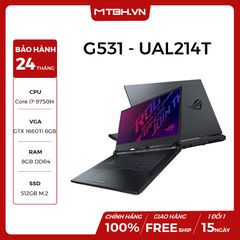 LAPTOP ASUS GAMING ROG STRIX G G531-UAL214T | i7-9750H | 8GB DDR4 | SSD 512GB PCIe | VGA Nvidia GeForce GTX 1660Ti 4GB | 15.6 FHD IPS 120Hz | Win10