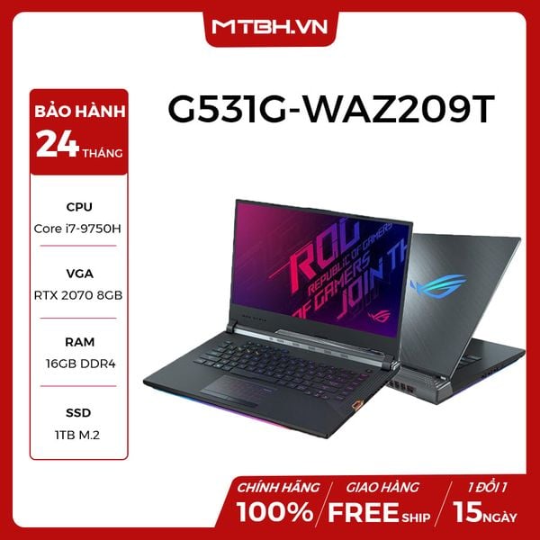 LAPTOP ASUS GAMING ROG STRIX SCAR III G531G-WAZ209T GEFORCE RTX 2070 8GB INTEL CORE I7 9750H 16GB 1TB 15.6″ FHD IPS 240HZ 3MS PERKEY RGB WIN 10