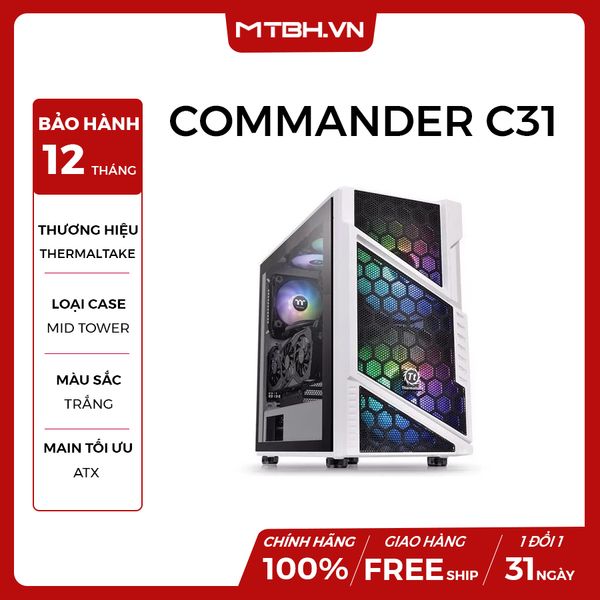 CASE THERMALTAKE COMMANDER C31 TG SNOW ARGB/WHITE/WIN/SPCC/TG