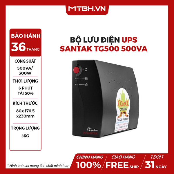 BỘ LƯU ĐIỆN UPS SANTAK TG500 500VA