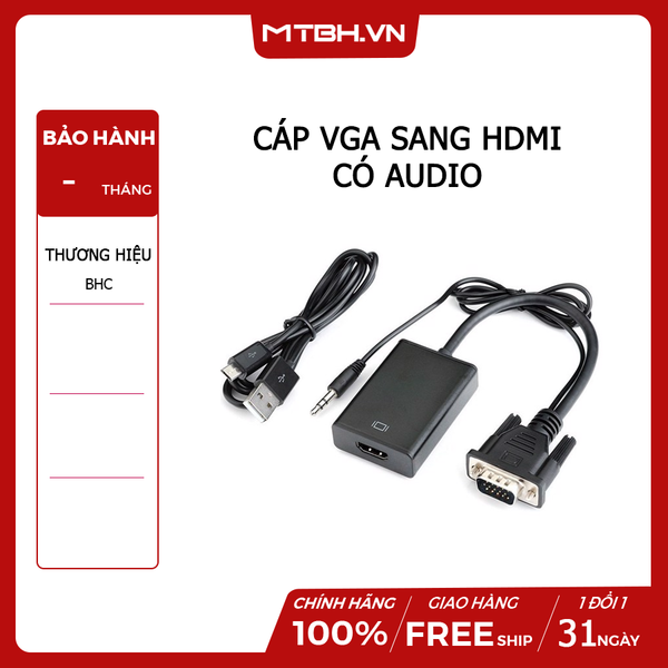 CÁP VGA SANG HDMI CÓ AUDIO