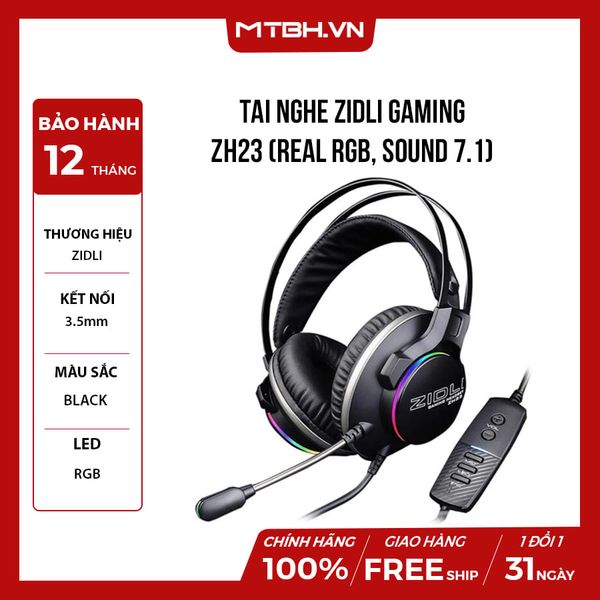 TAI NGHE ZIDLI GAMING ZH23 (Real RGB, Sound 7.1)