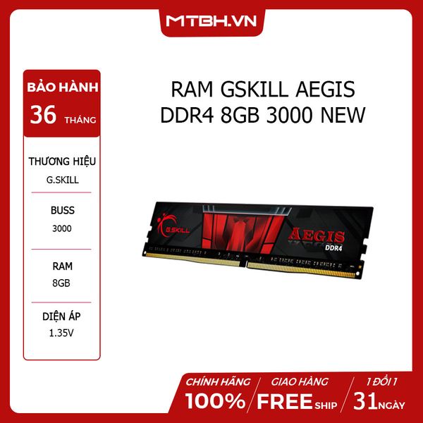 RAM DDR4 8GB GSKILL AEGIS 3000 NEW (G.SKILL F4-3000C17S-8GIS. 8GB)