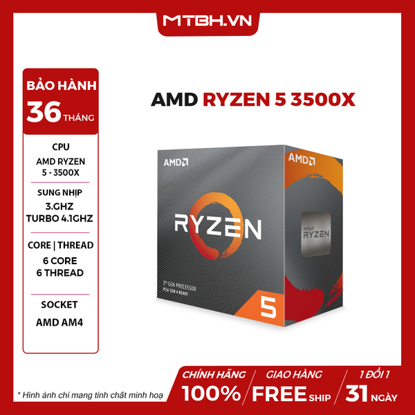 CPU AMD Ryzen 5 3500X 3.8 GHz (4.1GHz Max Boost) / 32MB Cache / 6 cores / 6 threads)