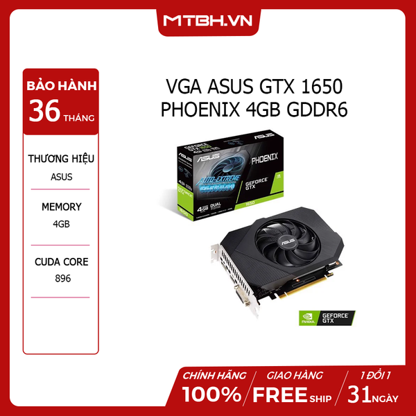 VGA ASUS GTX 1650 PHOENIX 4GB OC GDDR6