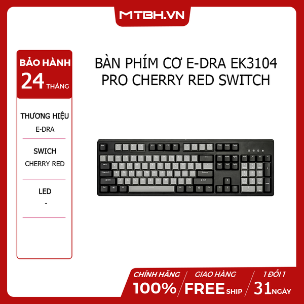 BÀN PHÍM CƠ E-DRA EK3104 PRO CHERRY RED SWITCH