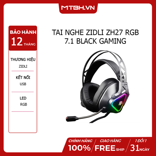 TAI NGHE ZIDLI ZH27 RGB 7.1 BLACK GAMING