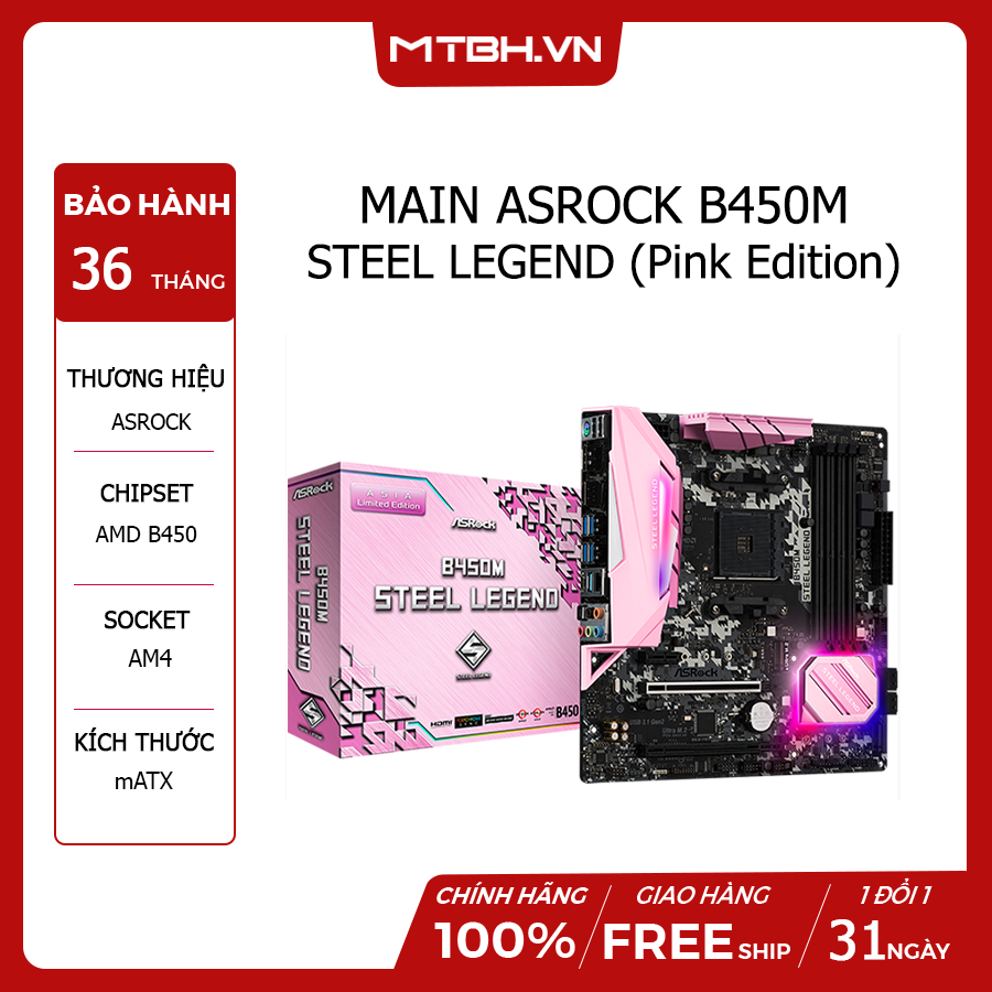 B450m Steel B550 Steel Legend Atx MAIN ASROCK B450M STEEL LEGEND - Main Image