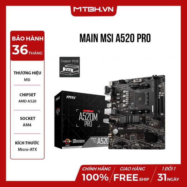 MAIN MSI A520M PRO ( AM4 / m-ATX / 2xDDR4 )