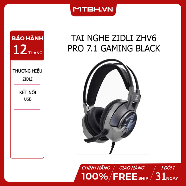 TAI NGHE ZIDLI ZHV6 PRO 7.1 GAMING BLACK