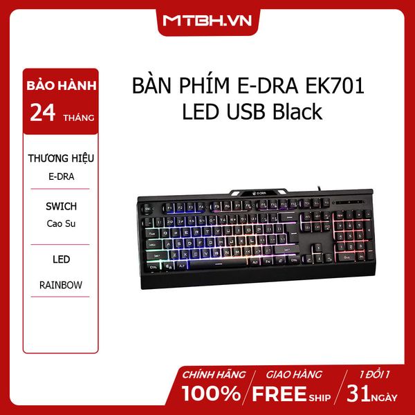 PHÍM E-DRA EK701 LED USB Black