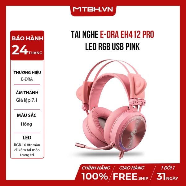 Tai nghe E-Dra EH412 Pro Led RGB USB PINK