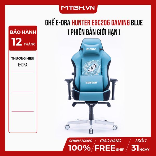 GHẾ E-DRA HUNTER EGC206 GAMING BLUE CHÂN HỢP KIM (LIMITED VERSION)