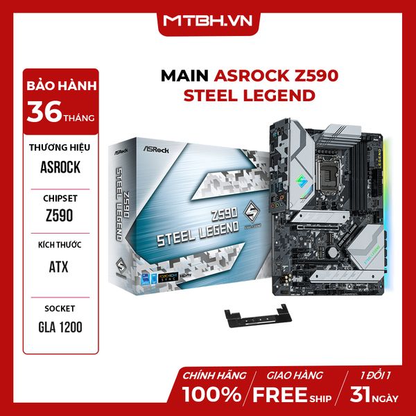 Main ASROCK Z590 STEEL LEGEND (Intel Z590, Socket 1200, ATX, 4 khe Ram DDR4)