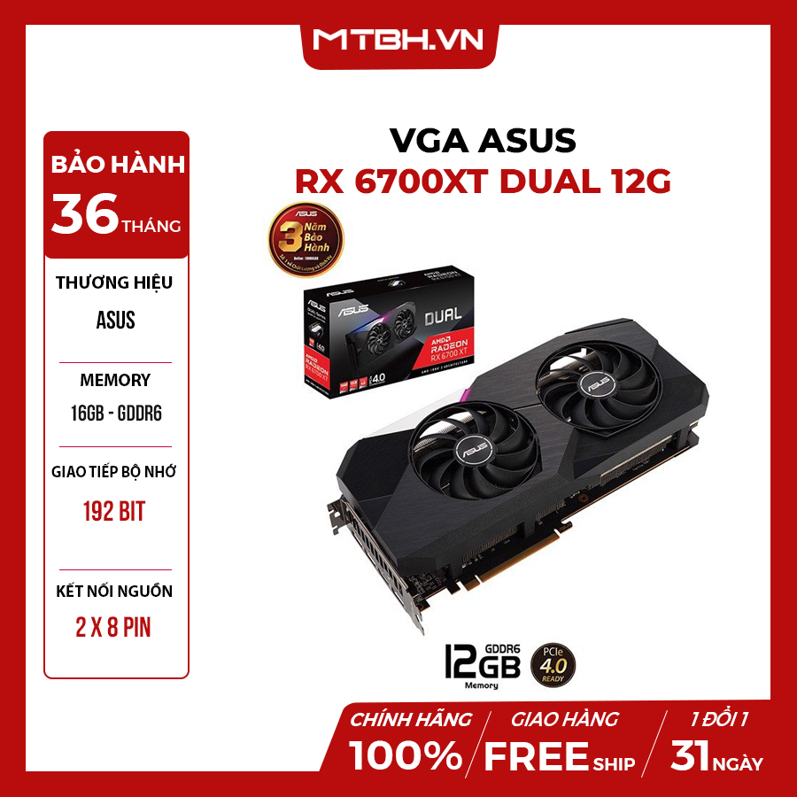 VGA ASUS RX 6700XT DUAL 12G – Máy Tính Biên Hòa